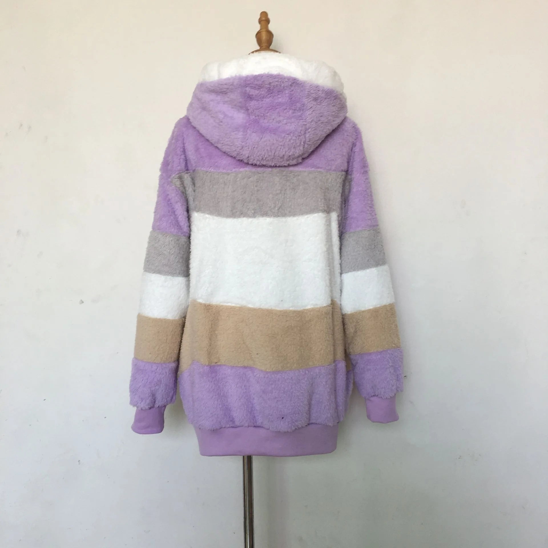 Oversized Jacket for Women 2025 New Autumn Winter Warm Plush Pocket Hooded Streetwear Loose Lady Outerwear Coat Roupas Feminina