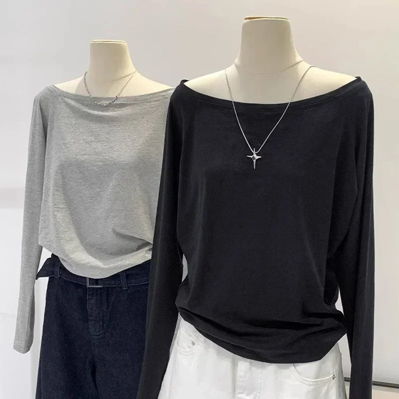 Autumn Winter One Shoulder Cotton Long Sleeve Slant Shoulder Dress with Wide Ruffles – Women’s Clothing