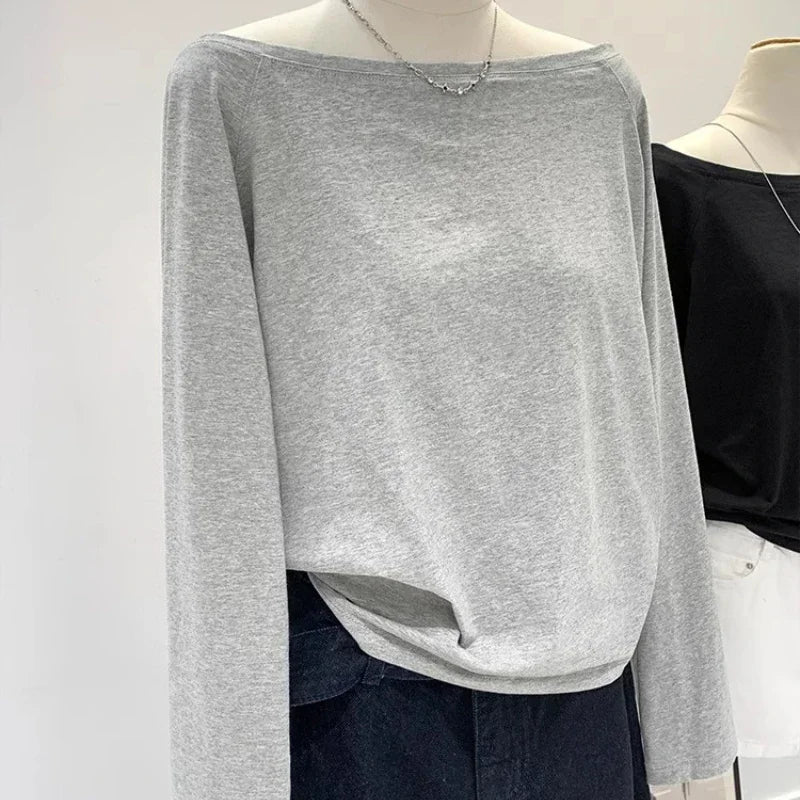Autumn Winter One Shoulder Cotton Long Sleeve Slant Shoulder Dress with Wide Ruffles – Women’s Clothing