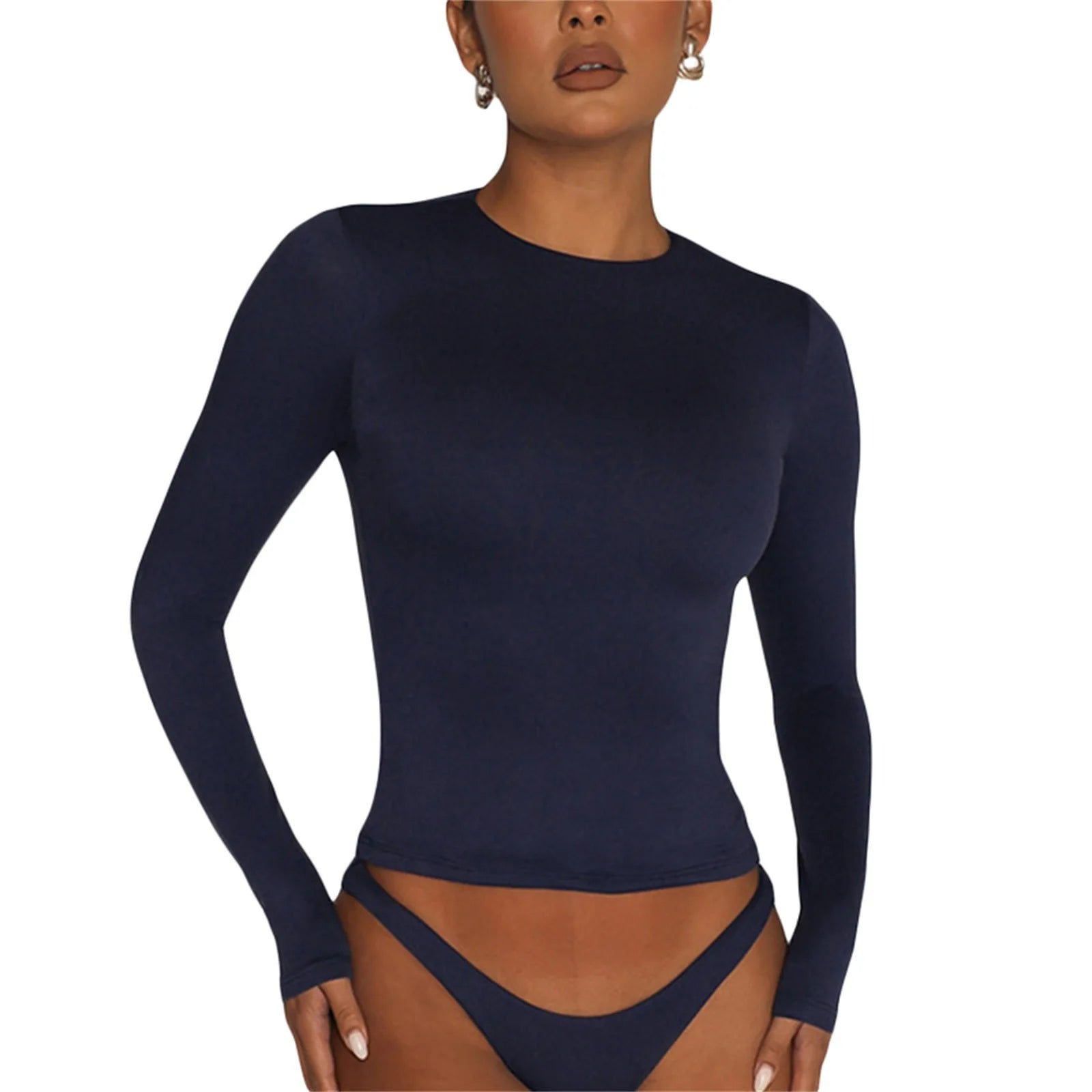 2025 Spring Autumn Women Y2K Pink T-Shirt Causal Long Sleeve Crop Tops O Neck Pullovers Base Tees Bodycon Slim Fit T Shirt
