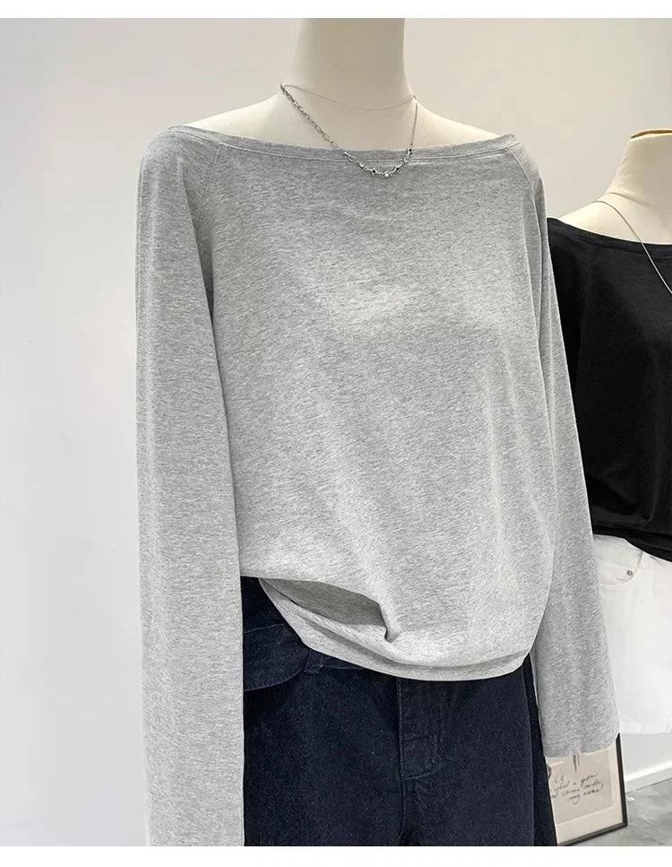 Autumn Winter One Shoulder Cotton Long Sleeve Slant Shoulder Dress with Wide Ruffles – Women’s Clothing